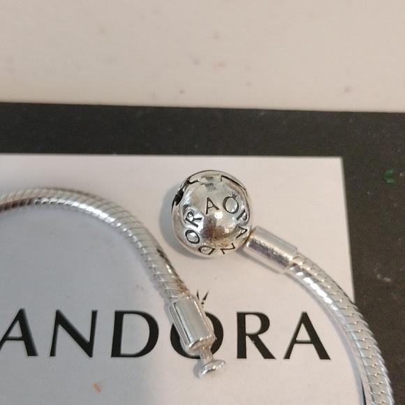 Pandora Moments Sterling Silver Snake Chain Bracelet w/ Ball Clasp, 7.1" - Picture 3 of 5